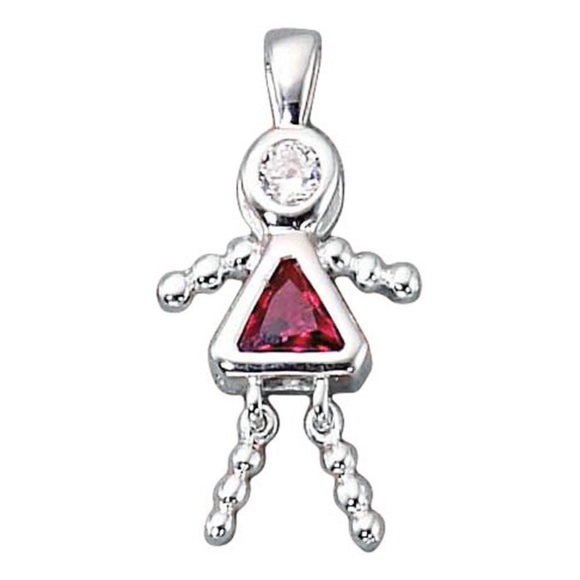 July Simulated Birthstone Girl Baby Pendant 925 Silver